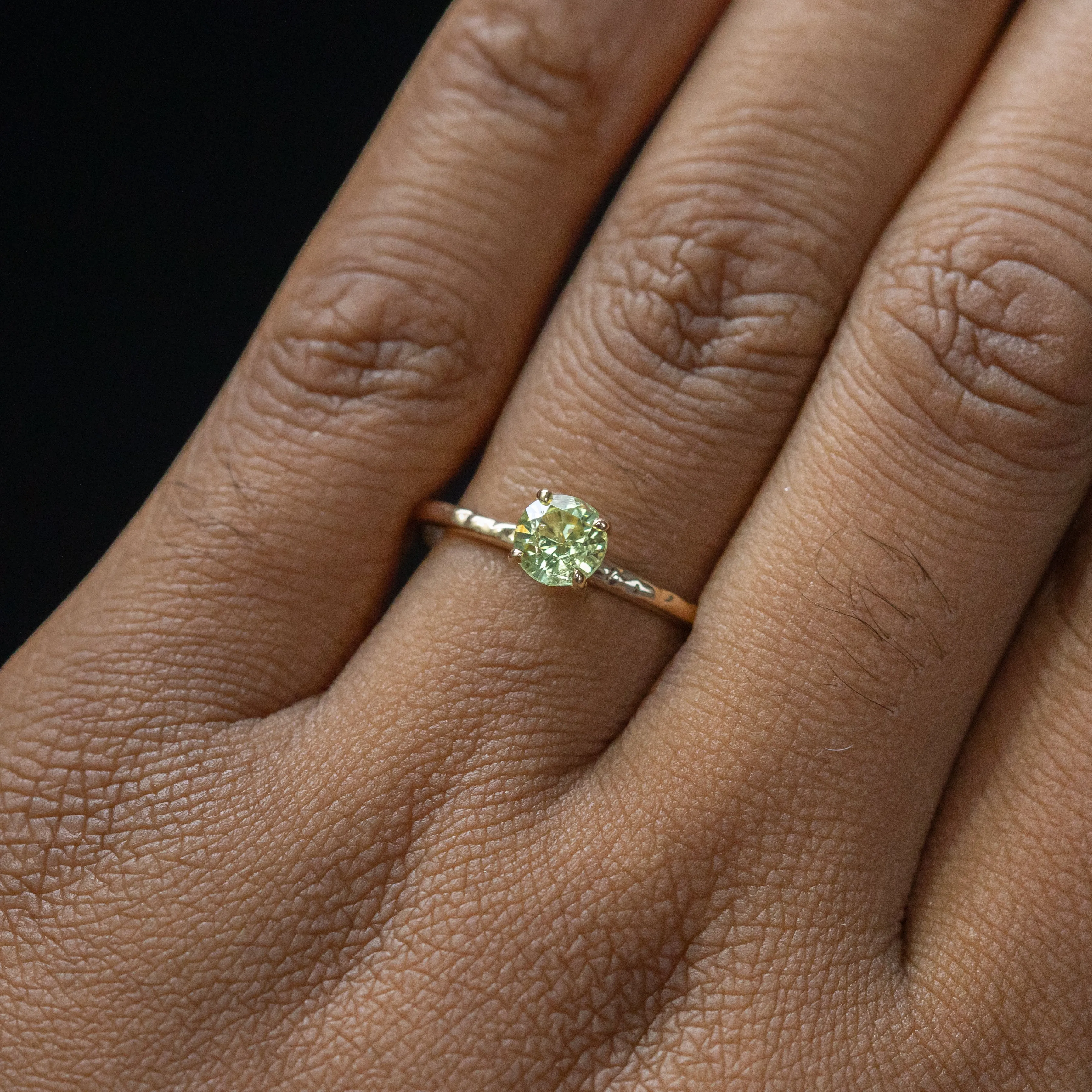 0.67ct Round Green Garnet Evergreen Solitaire in 14k Yellow Gold