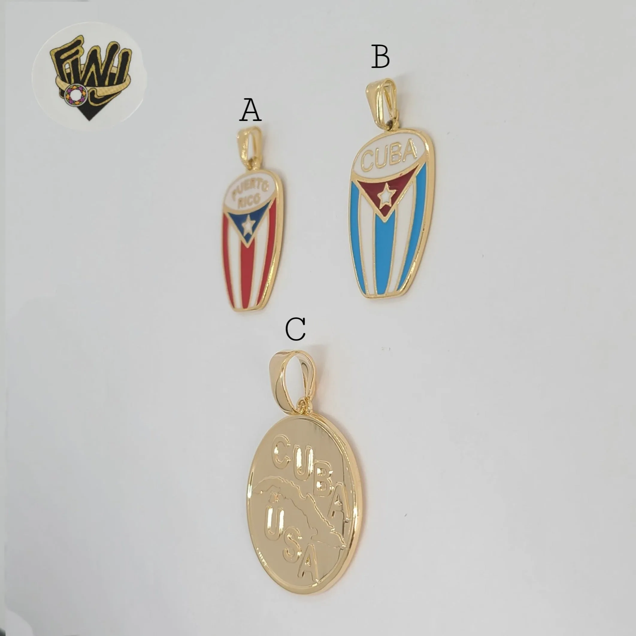 (1-2370-1) Gold Laminate - Flag Pendants - BGF