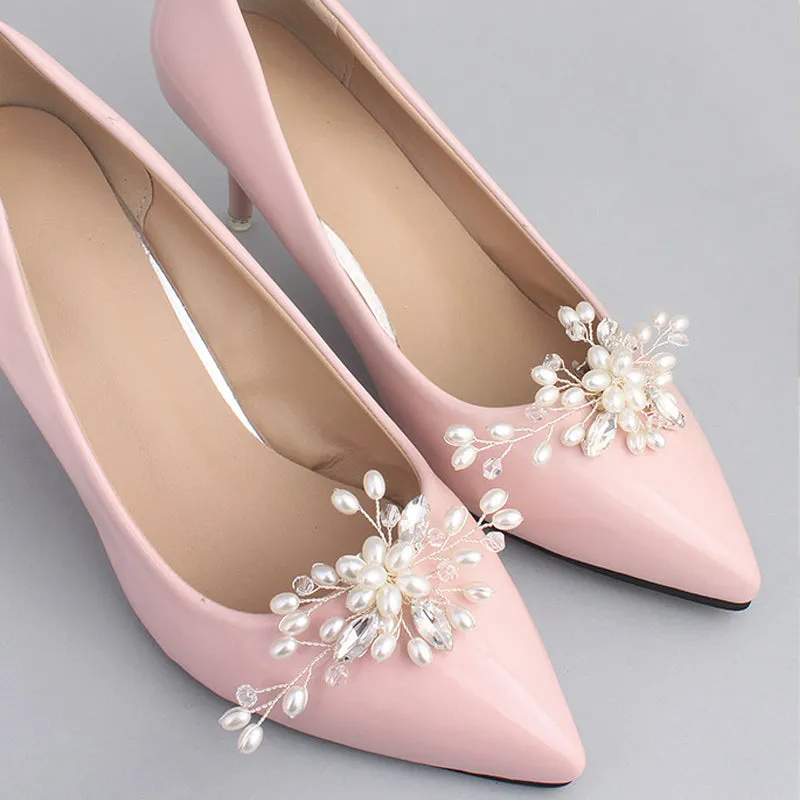 1 Pair Detachable Shoe Clip Imitation Pearl  Wedding Shoes Buckle