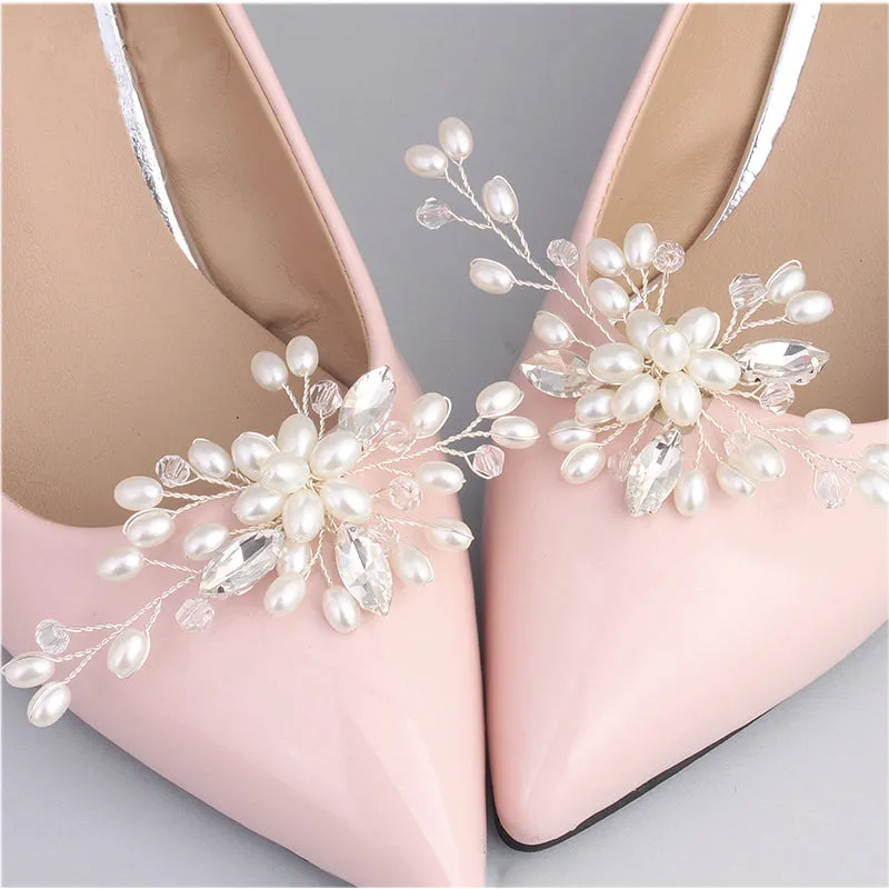 1 Pair Detachable Shoe Clip Imitation Pearl  Wedding Shoes Buckle