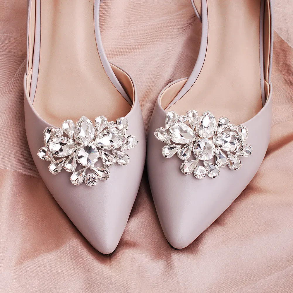 1 Pair DIY Glass Rhinestone Wedding Shoes Buckle