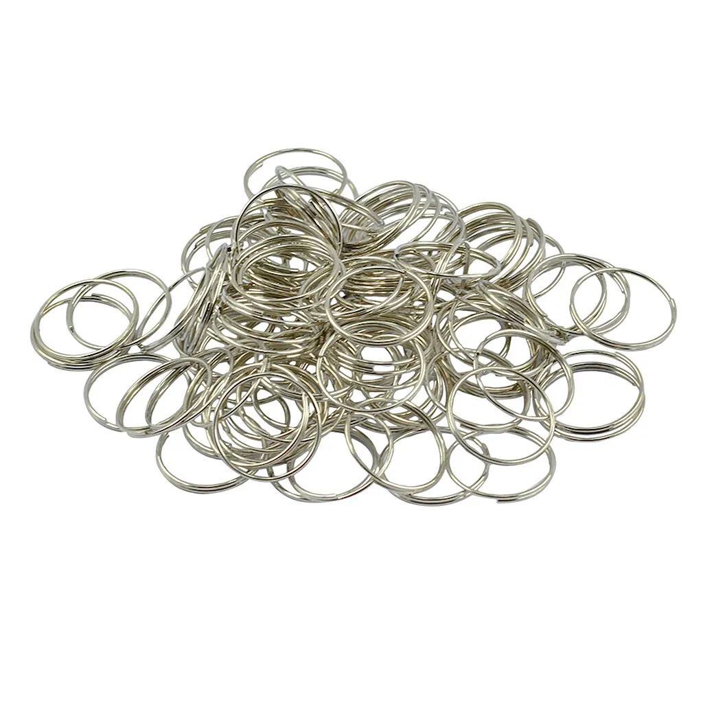 100 Pcs Split Key Rings 0.7X18Mm White K Plated Steel Round Split Ring For Car Home Keys Organizatio