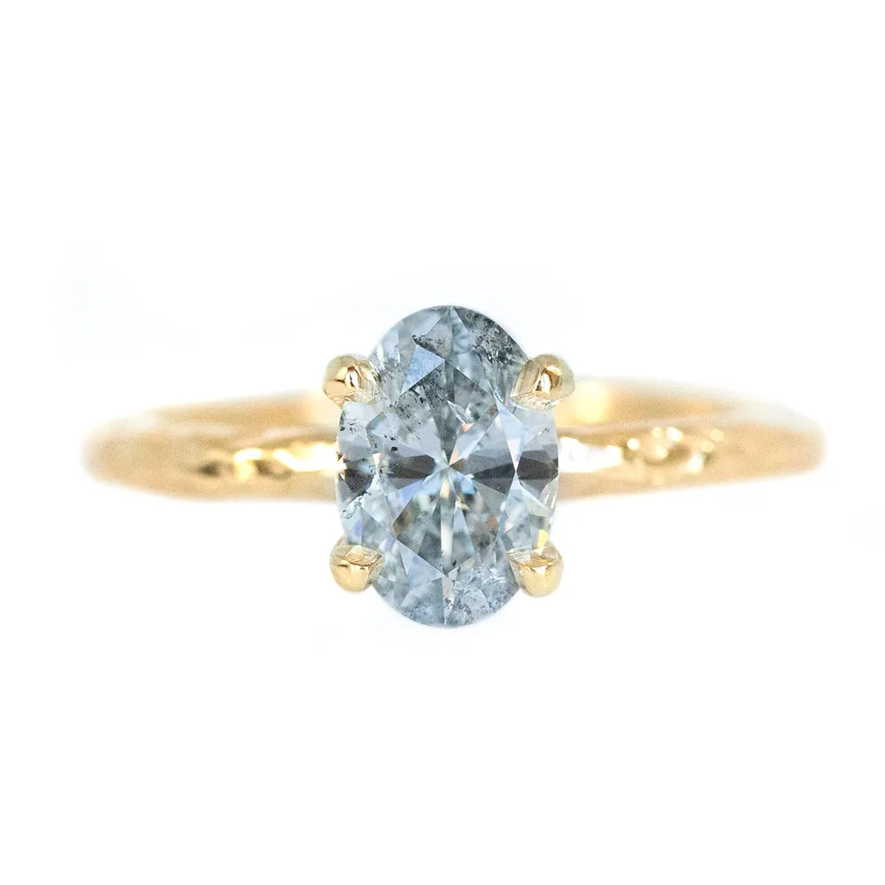 1.01ct Oval Salt And Pepper Diamond Evergreen Solitaire in 14k Yellow Gold