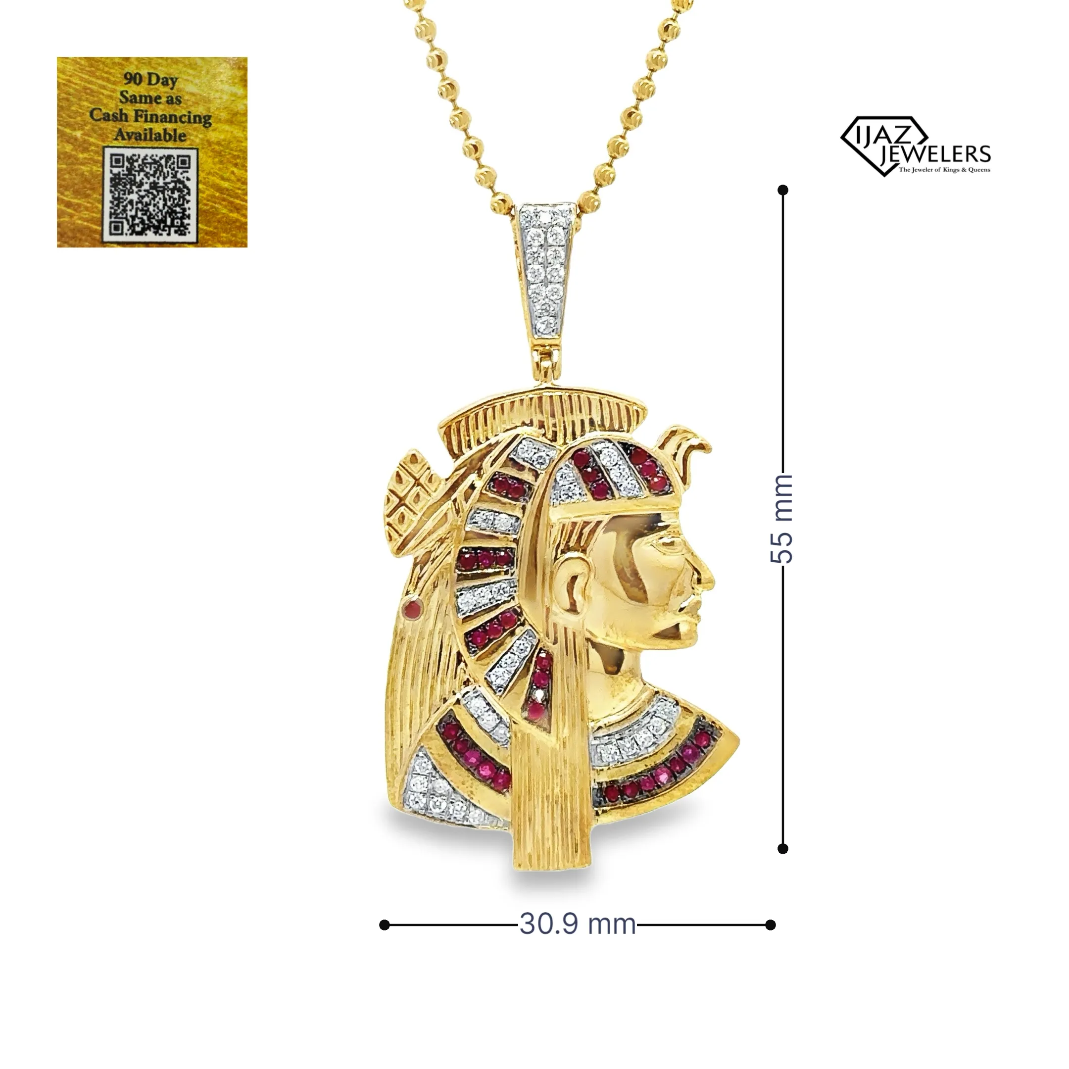 10K Gold Diamond And Ruby Egyptian Charm