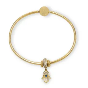 10K yellow gold bangle hamsa charm-2222