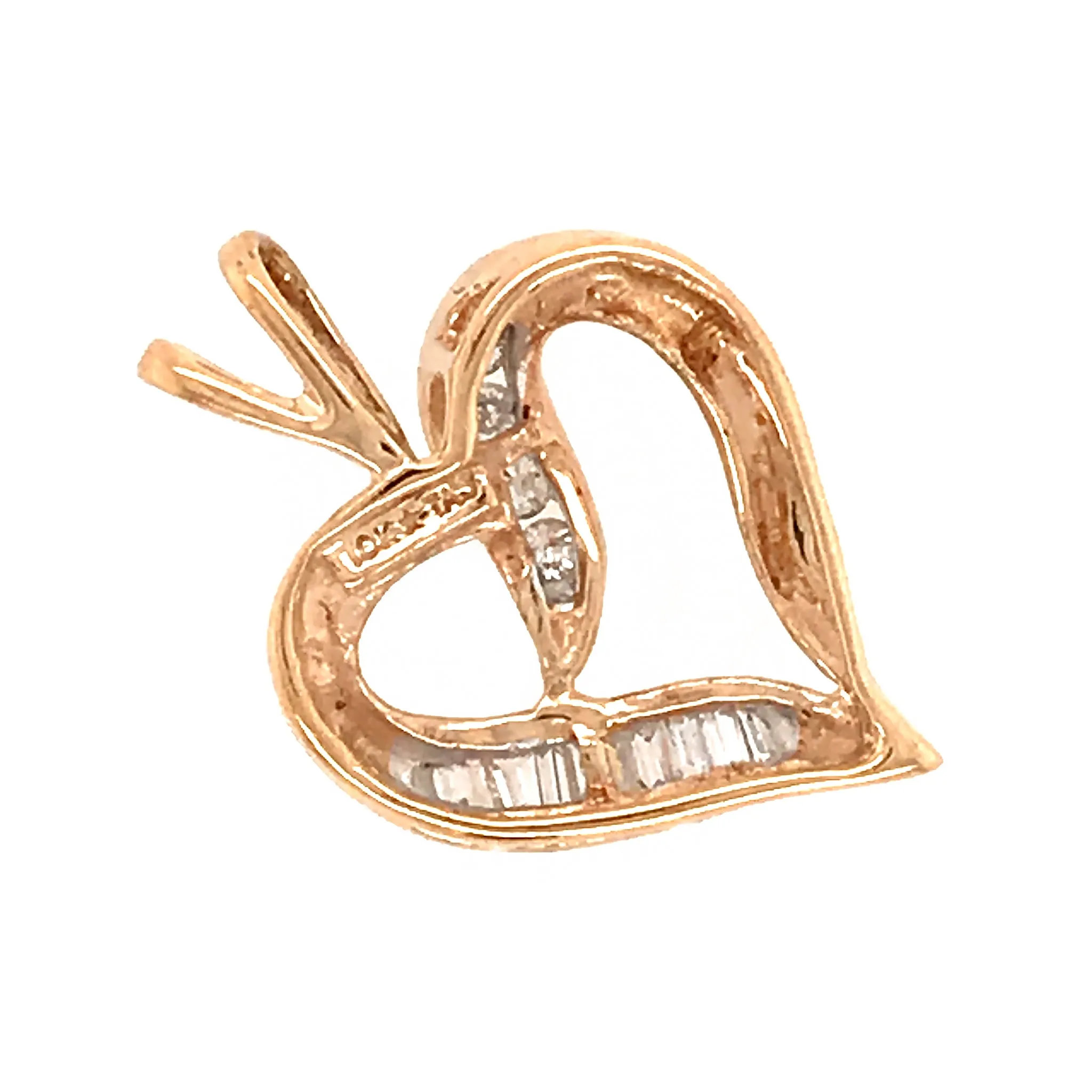 10k Yellow Gold Heart Diamond Pendant