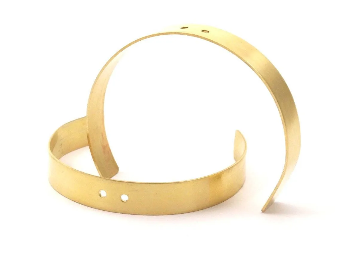 10mm Brass Cuff - 2 Raw Brass Cuff Bracelet Blank Bangle 2 Holes (10mm) Brc050