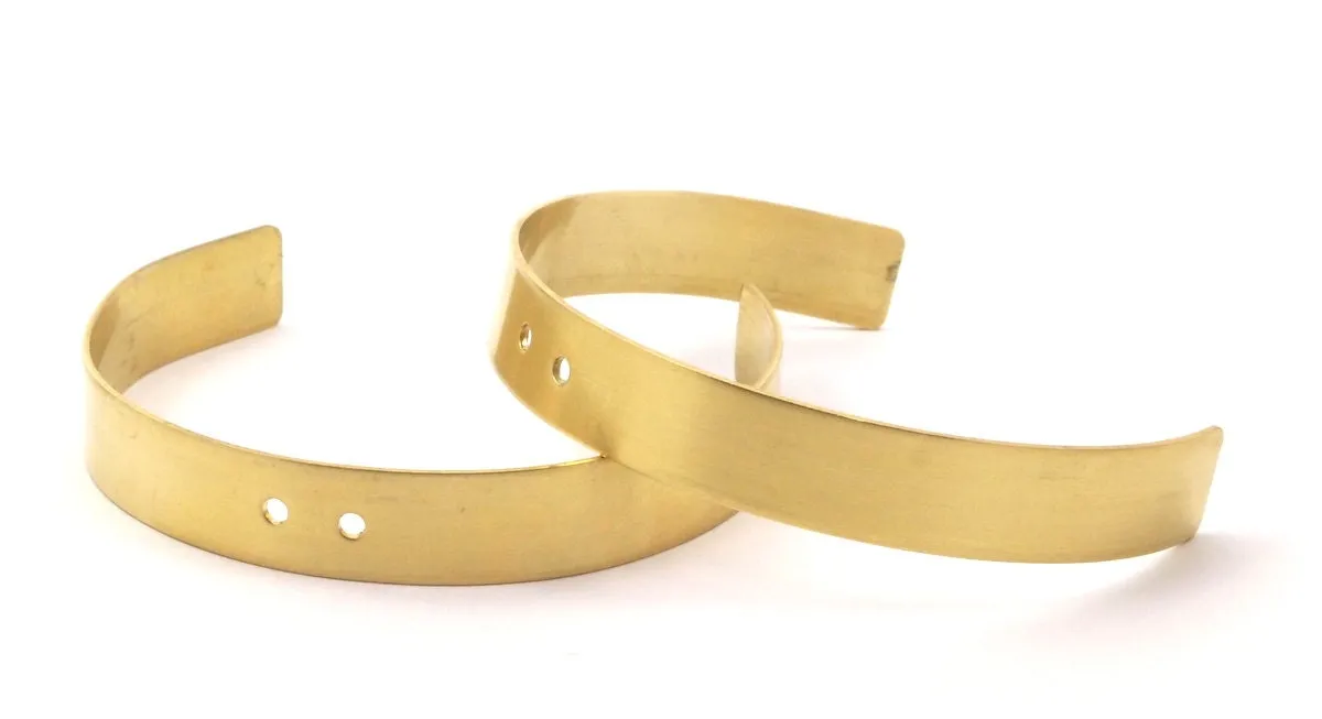 10mm Brass Cuff - 2 Raw Brass Cuff Bracelet Blank Bangle 2 Holes (10mm) Brc050