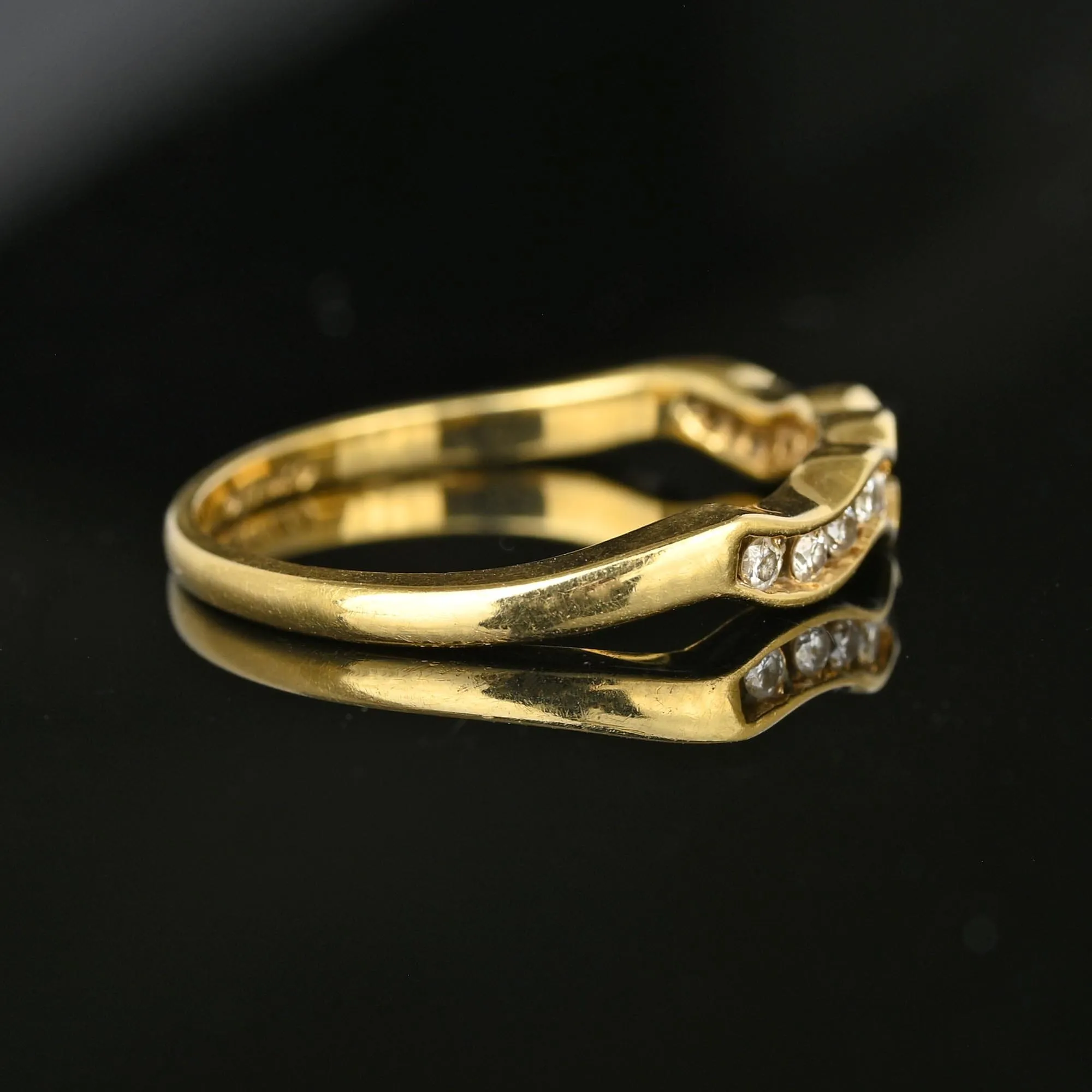 14K Gold Diamond Half Eternity Wave Ring Band