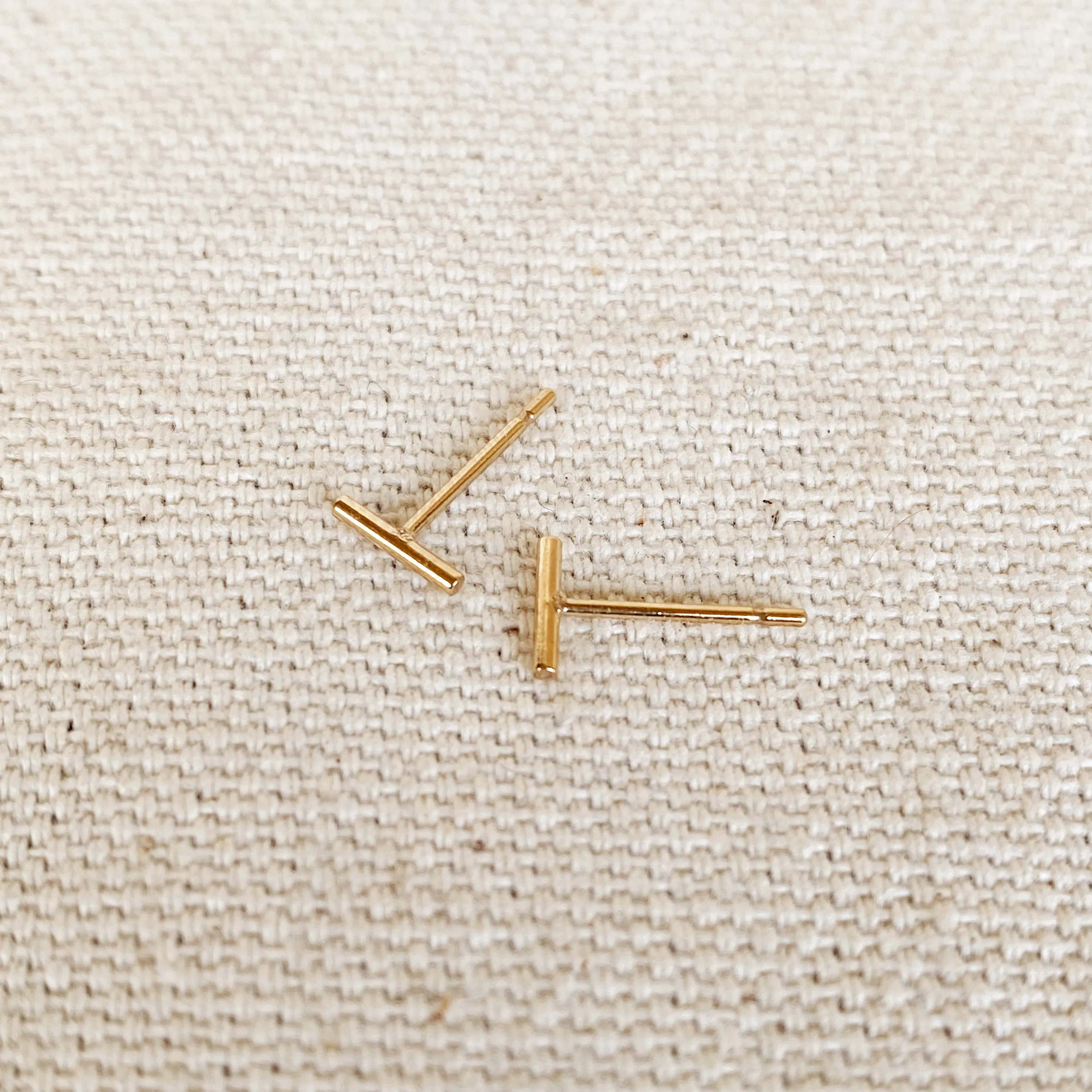 14k Gold Filled Petite Bar Stud Earrings