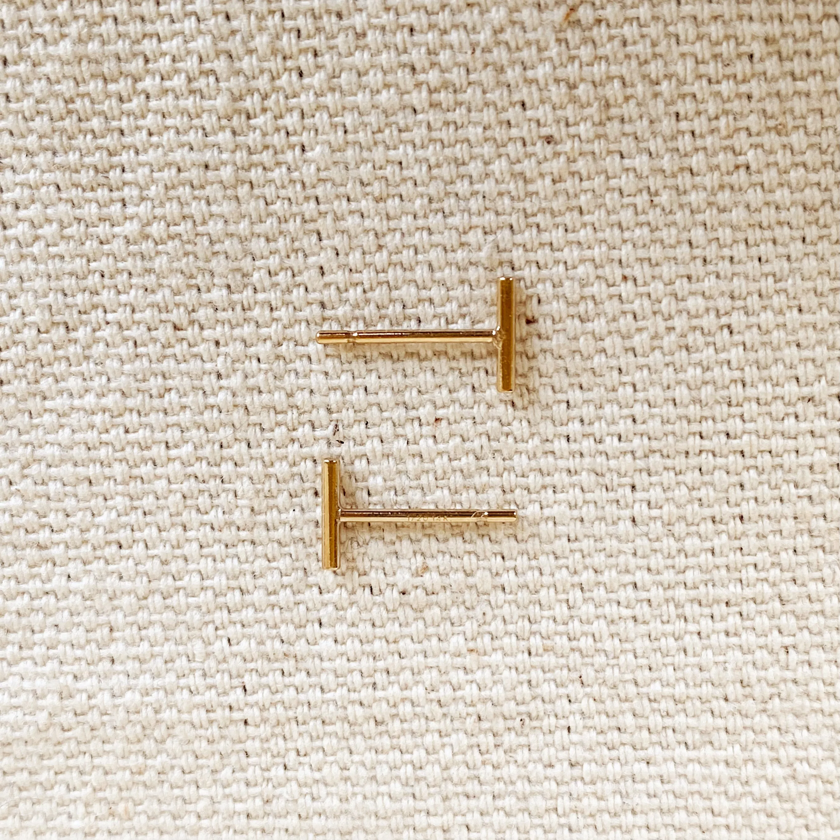 14k Gold Filled Petite Bar Stud Earrings