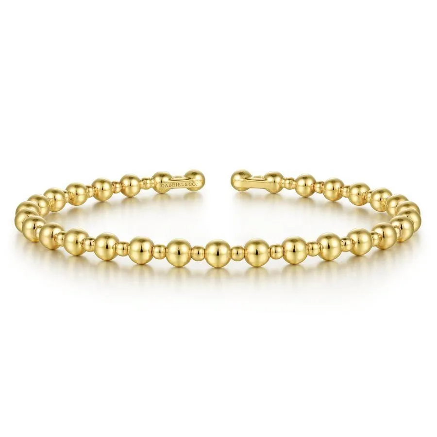 14K Yellow Gold Beaded Bangle