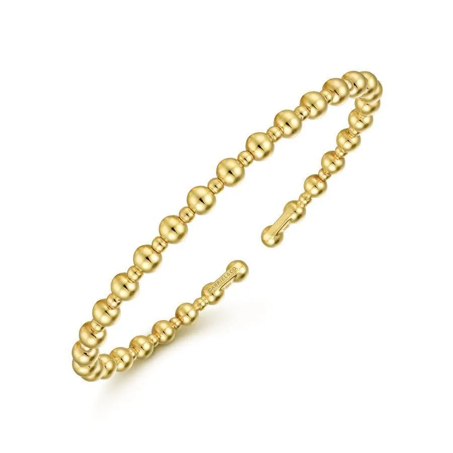 14K Yellow Gold Beaded Bangle