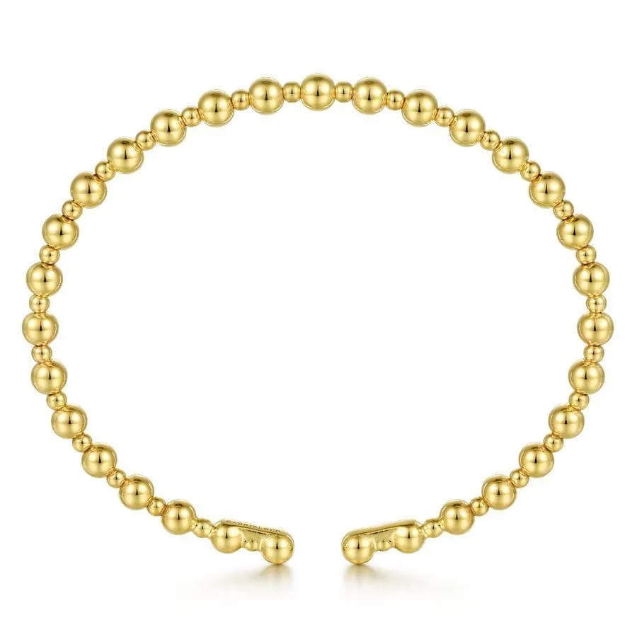 14K Yellow Gold Beaded Bangle