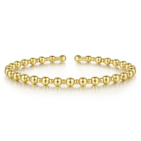 14K Yellow Gold Beaded Bangle