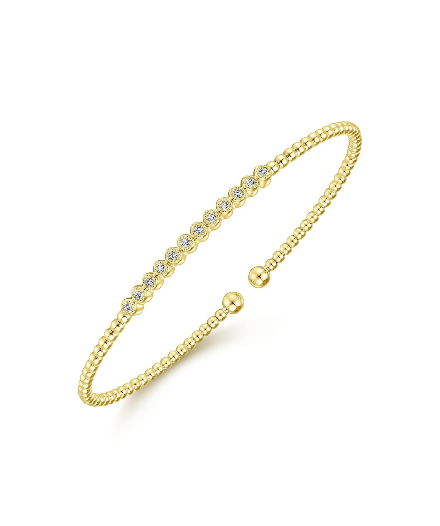 14K Yellow Gold Bujukan Bead Diamond Bangle