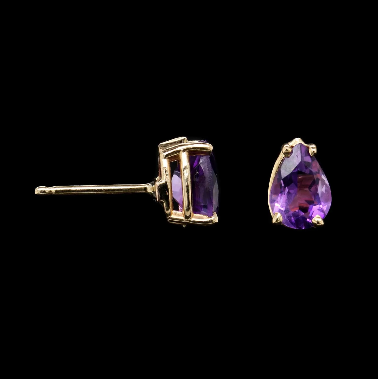 14K Yellow Gold Estate Amethyst Stud Earrings