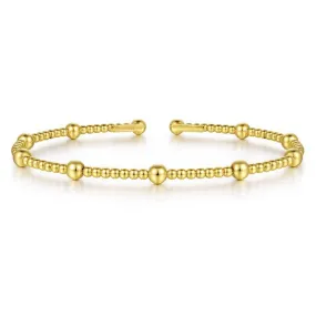 14K Yellow Gold Flexible Beaded Bangle