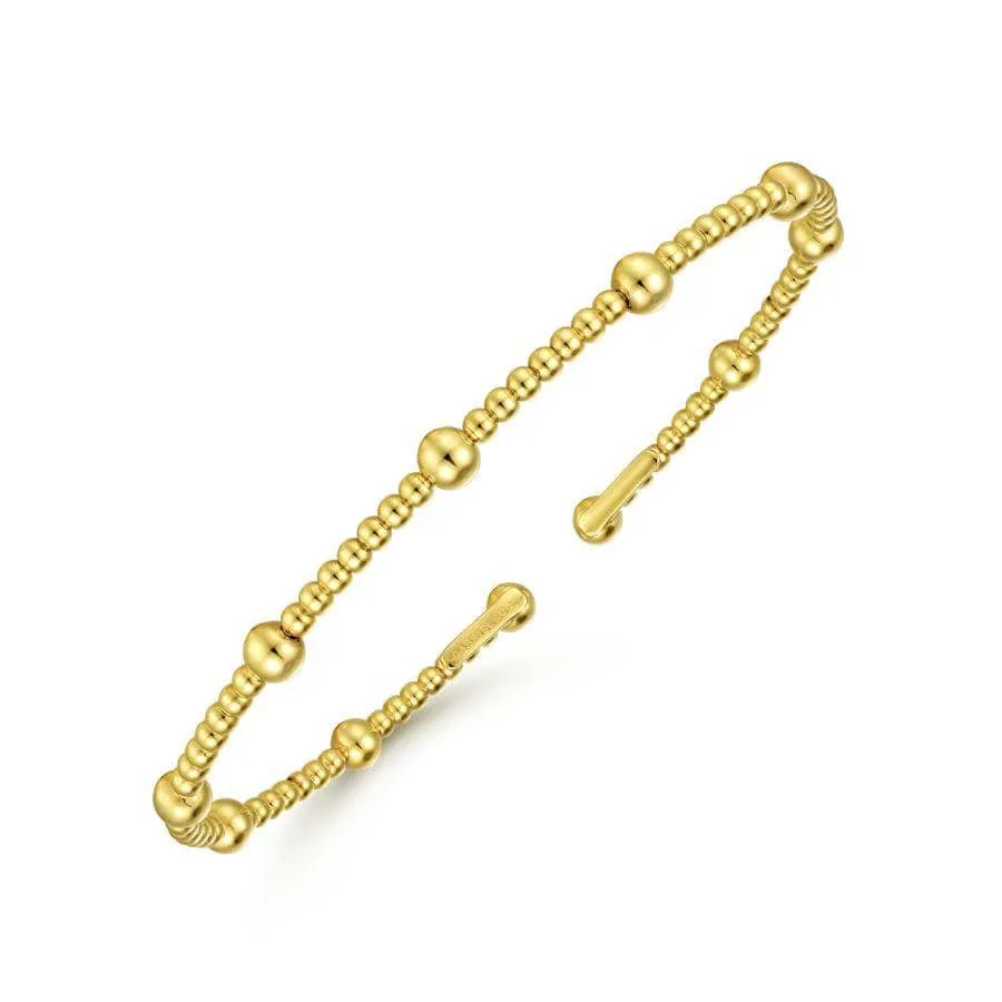 14K Yellow Gold Flexible Beaded Bangle