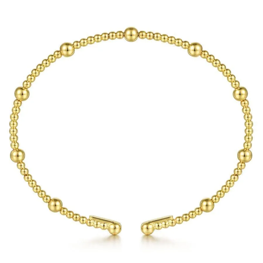 14K Yellow Gold Flexible Beaded Bangle