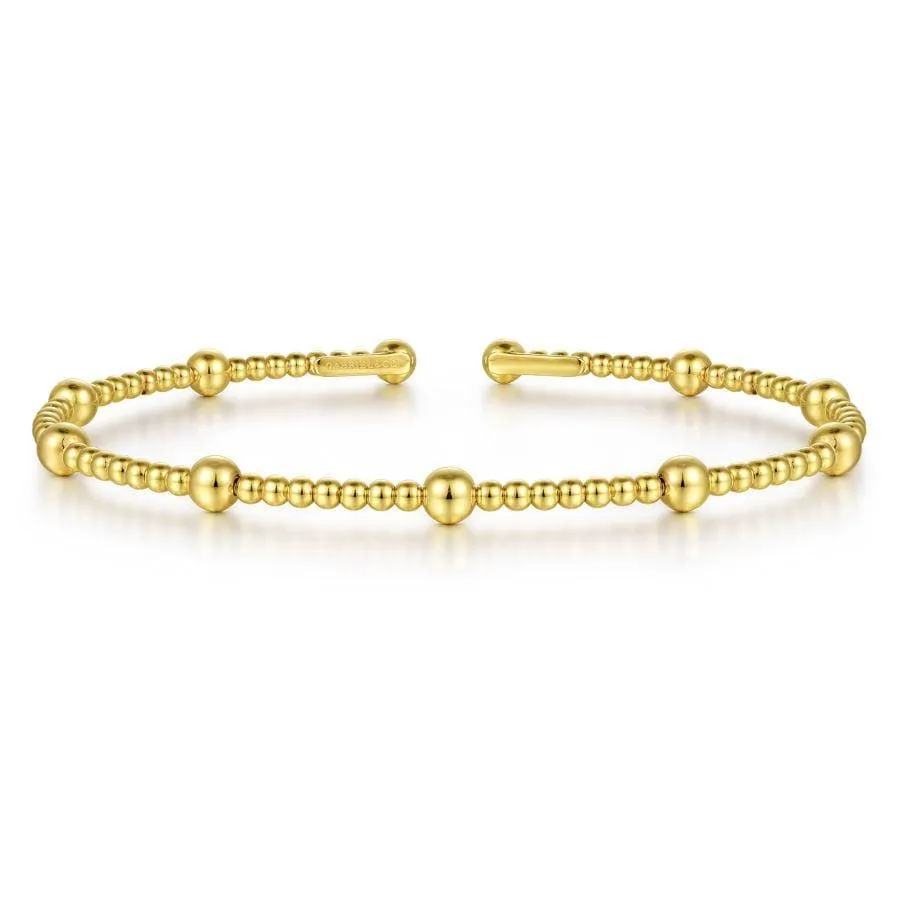 14K Yellow Gold Flexible Beaded Bangle