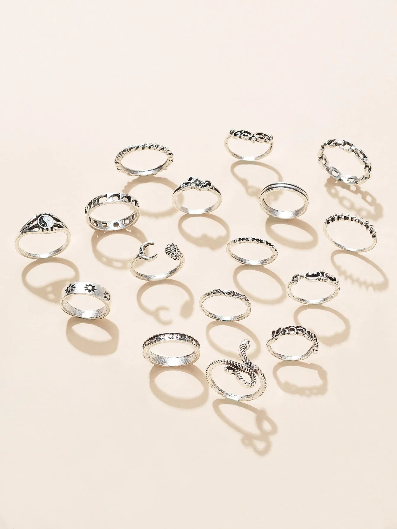 16pcs Simple Ring