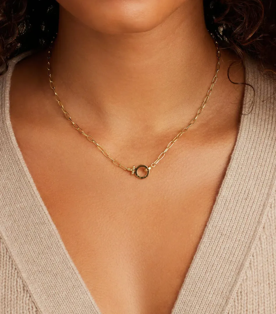 17" Gold gorjana Mini Parker paperclip chain Necklace