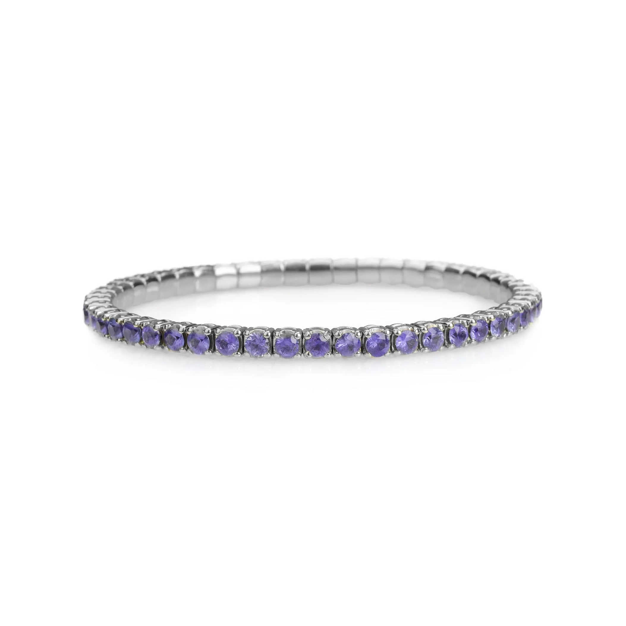 18K Gold Stretch & Stack Purple Sapphire Bracelet, 2.25-8.58 Carats