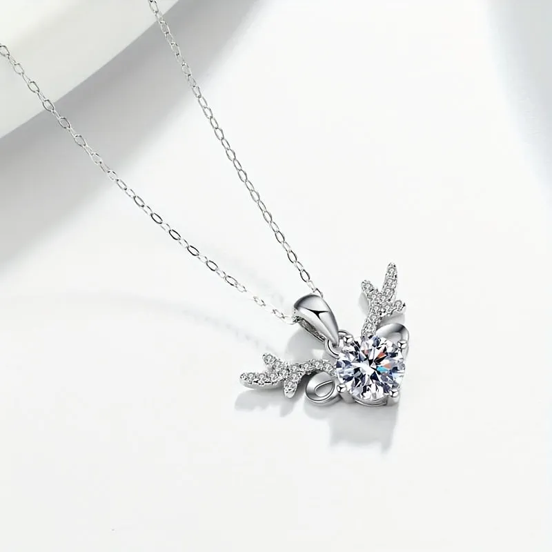 1pc 1-2 Carat Round D Moissanite Necklace, Elegant And Generous Necklace For Men, Neutral Necklace, Gift For Friends, Couples And Ladies