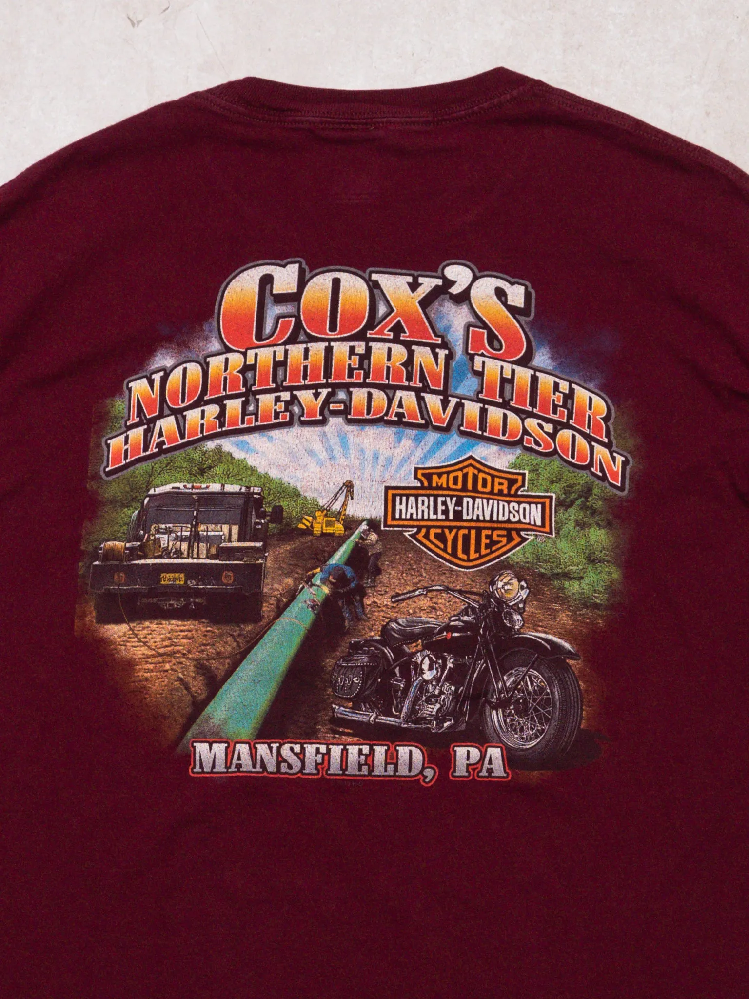 2013 Maroon Harley Davidson Cox's Mansfield, PA Tee (L)