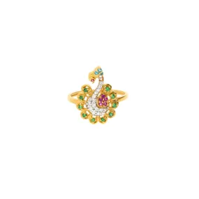 22K Gold & Gemstone Radiant Peacock Ring