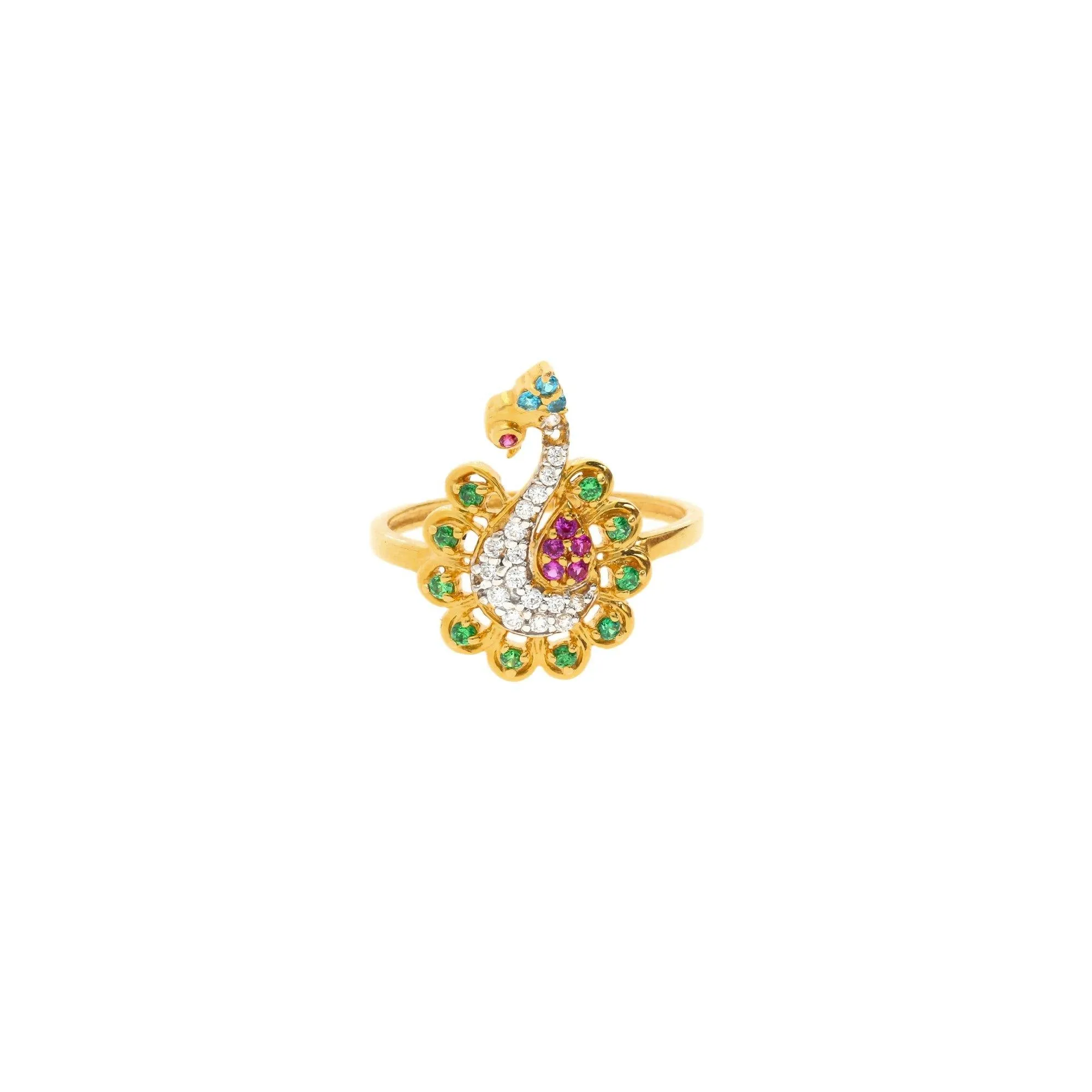 22K Gold & Gemstone Radiant Peacock Ring