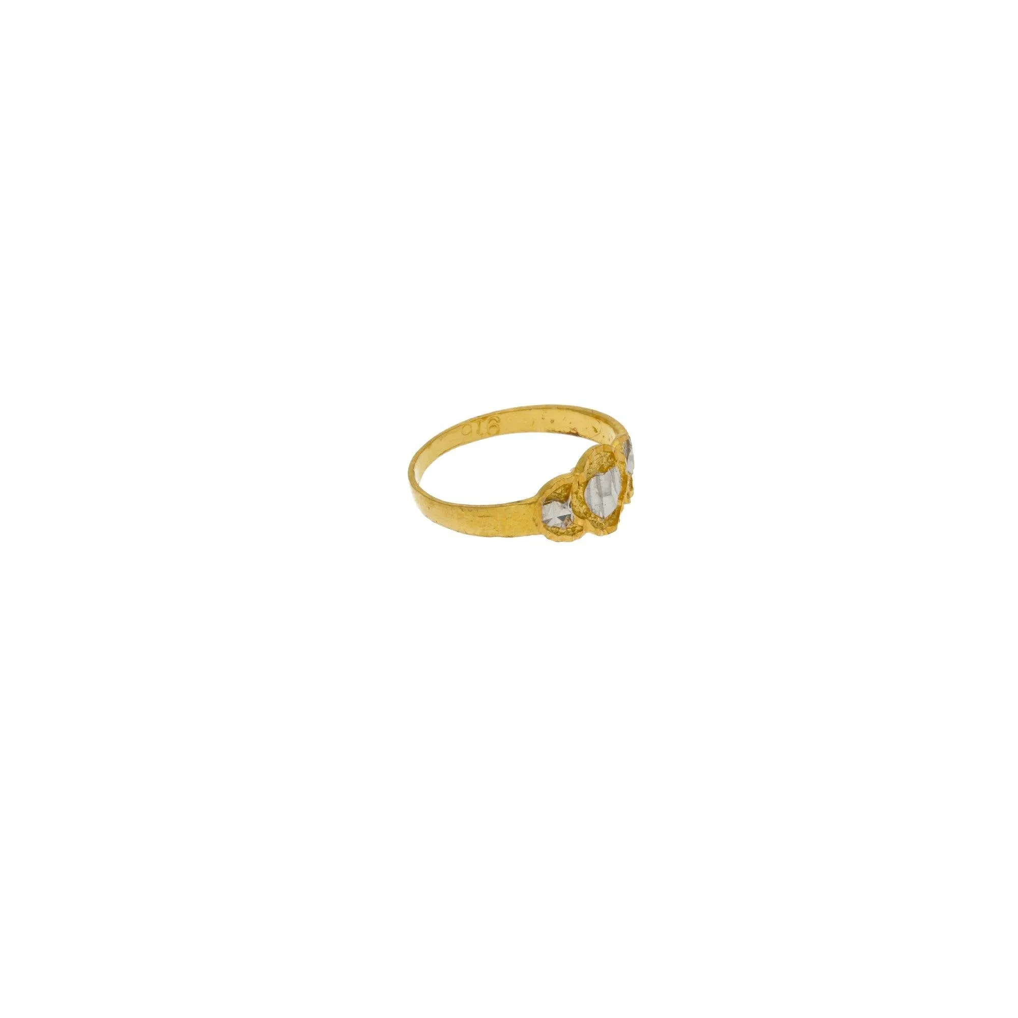 22K Multi Tone Gold Baby Ring W/ Three Artisanal Accent Circles