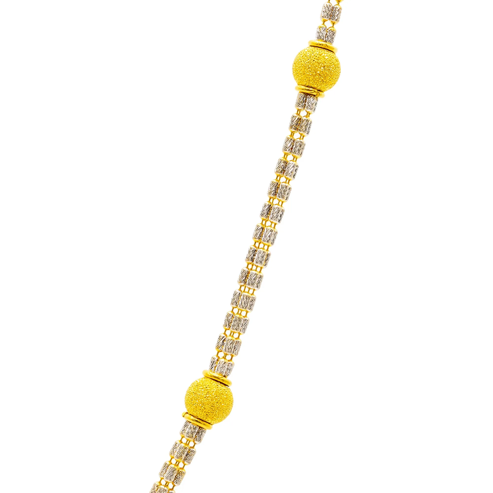 22K Multi-Tone Gold Diya Beaded Chain