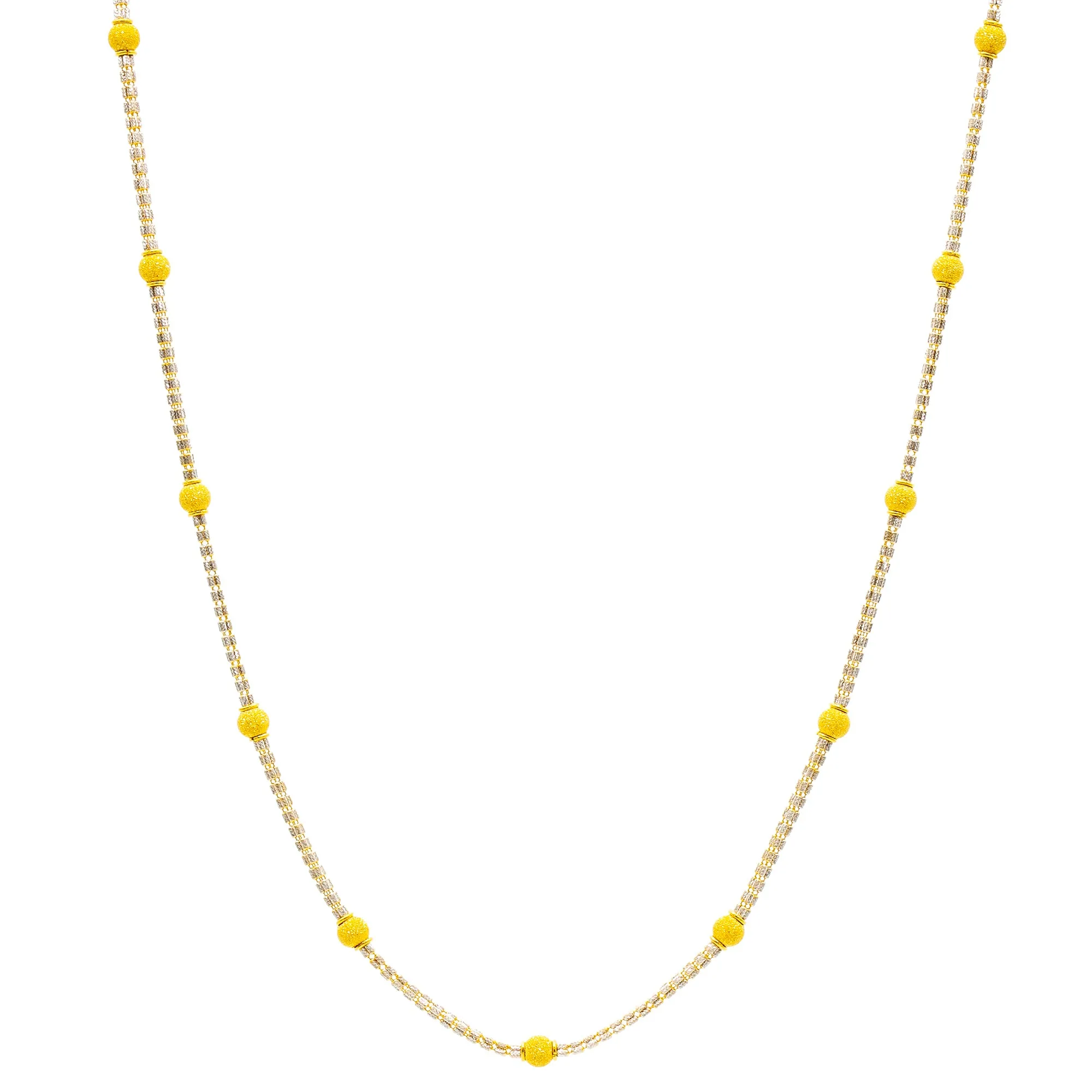 22K Multi-Tone Gold Diya Beaded Chain