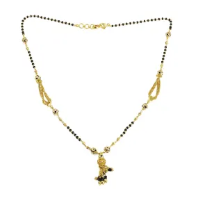 22K Yellow Gold Mangalsutra Chain W/ Looped Box Chain Accents & Tassel Pendant