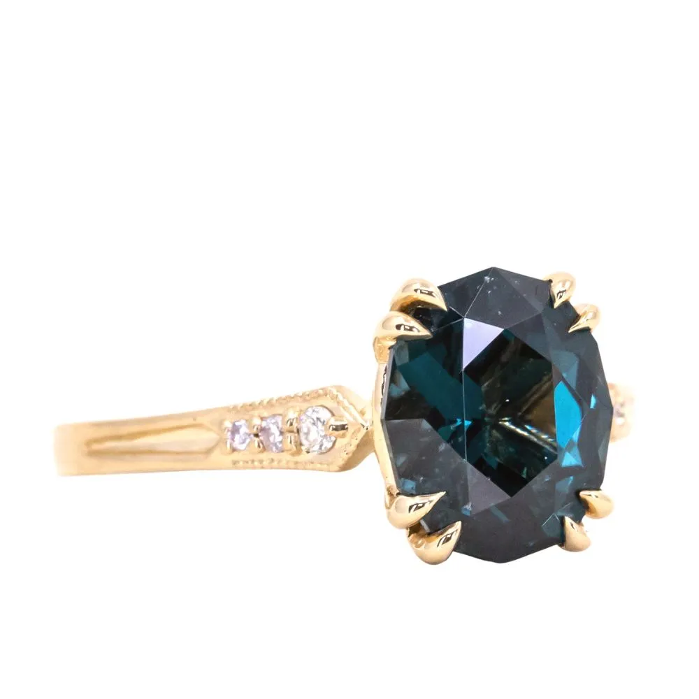 2.80ct Oval Spinel Double Prong Vintage Cathedral Ring in 18k Yellow Gold