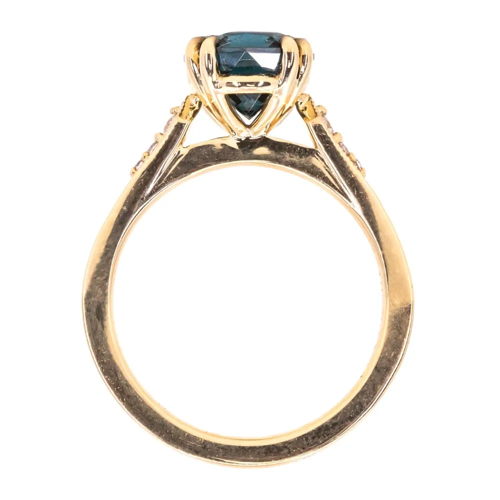 2.80ct Oval Spinel Double Prong Vintage Cathedral Ring in 18k Yellow Gold