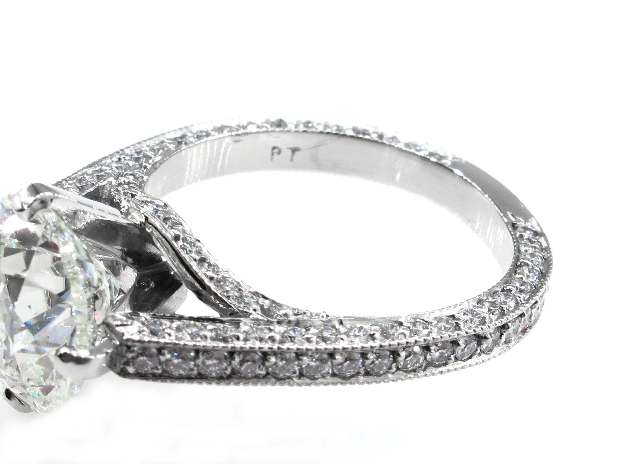 4.36ct Estate Round Brilliant Cut Diamond Solitaire Engagement Wedding Platinum Ring