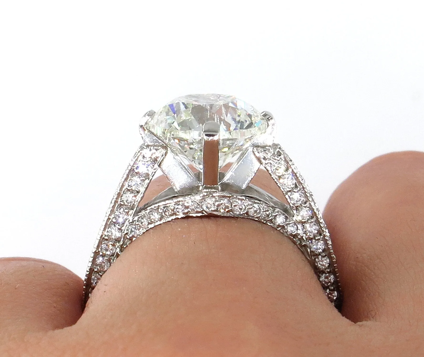 4.36ct Estate Round Brilliant Cut Diamond Solitaire Engagement Wedding Platinum Ring