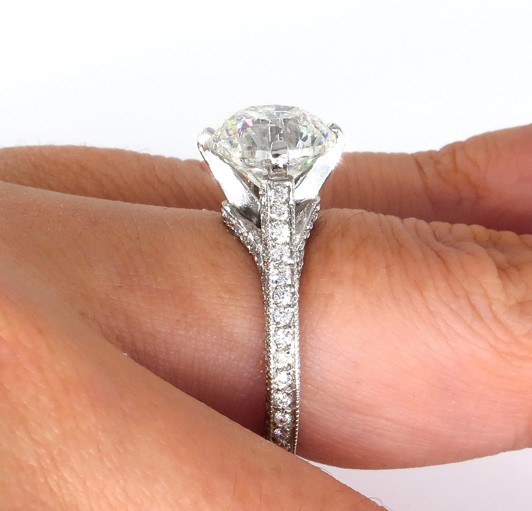 4.36ct Estate Round Brilliant Cut Diamond Solitaire Engagement Wedding Platinum Ring