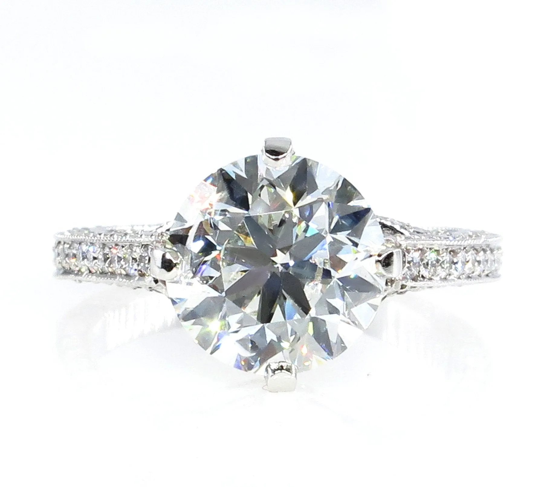 4.36ct Estate Round Brilliant Cut Diamond Solitaire Engagement Wedding Platinum Ring