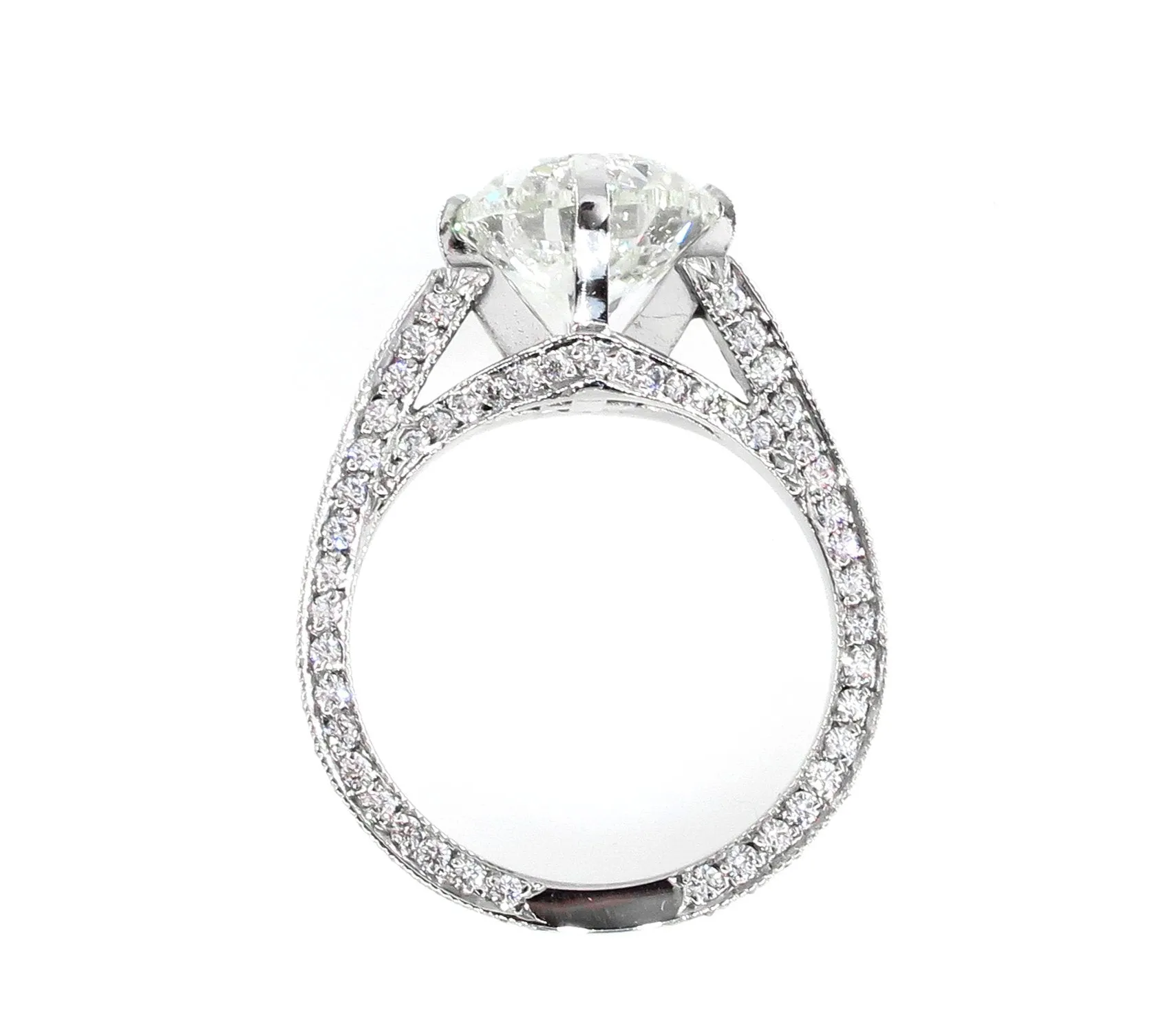 4.36ct Estate Round Brilliant Cut Diamond Solitaire Engagement Wedding Platinum Ring