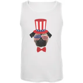 4th of July Funny Pug White Adult Tank Top