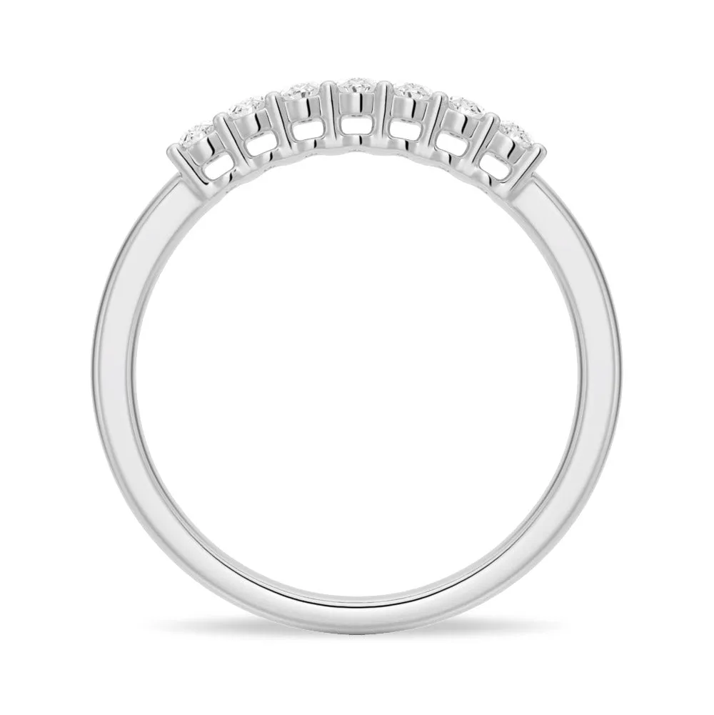 7 Stone Shared Prong Oval Cut Moissanite Wedding Band