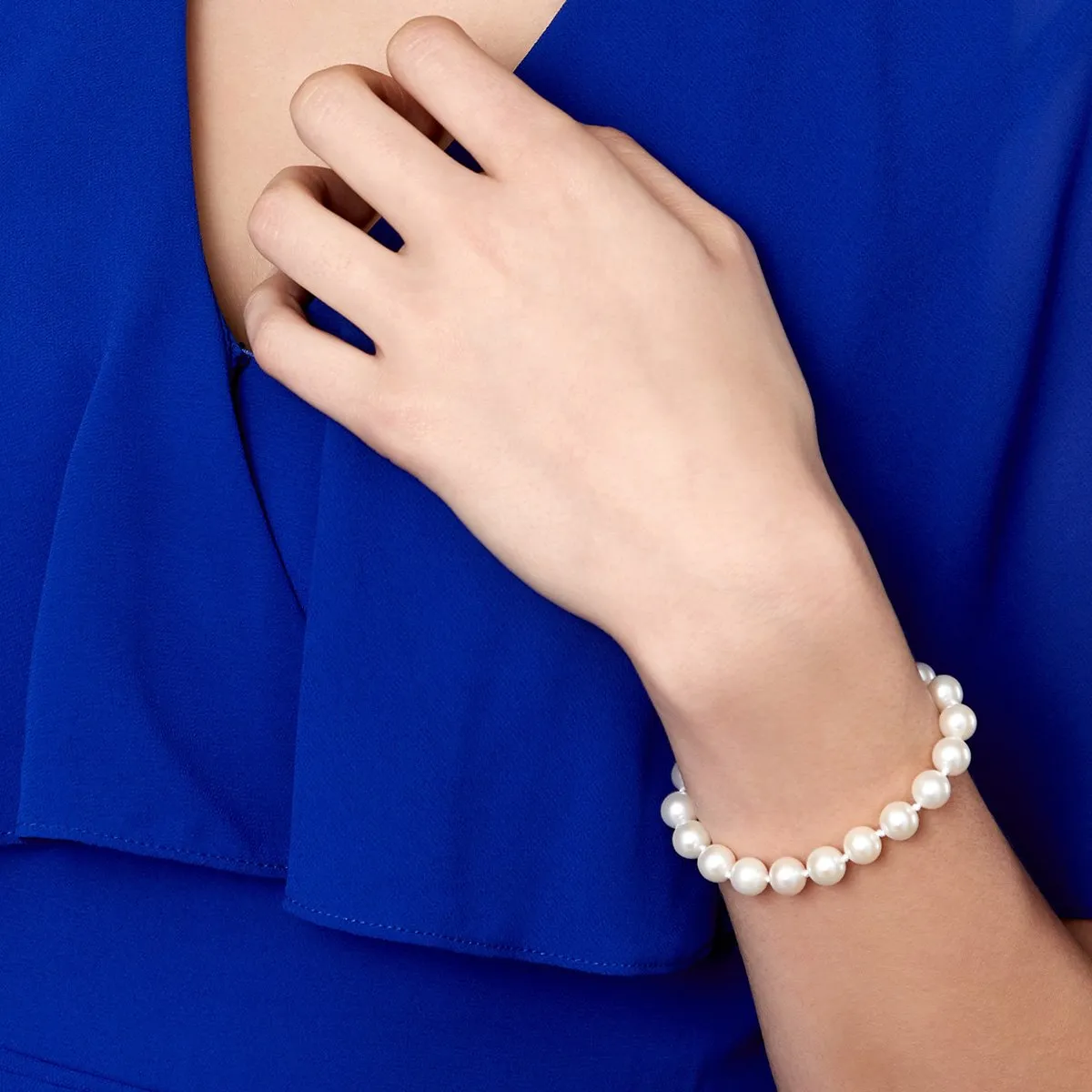 8.5-9.5mm White Freshwater Pearl Bracelet - AAAA Quality