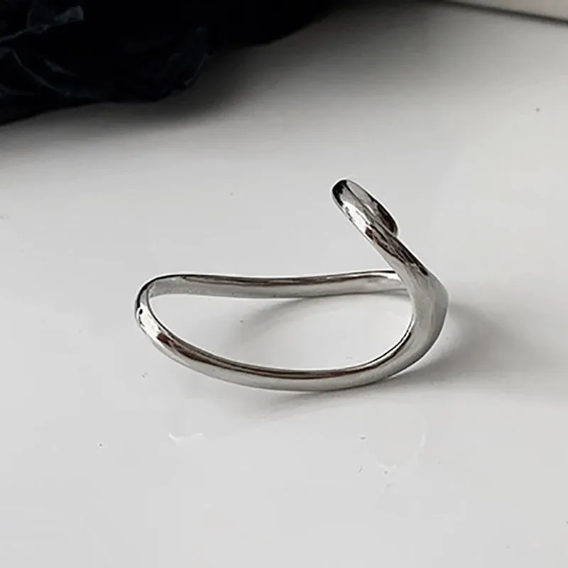 925 Sterling Silver Irregular Shape 2 Finger Ring