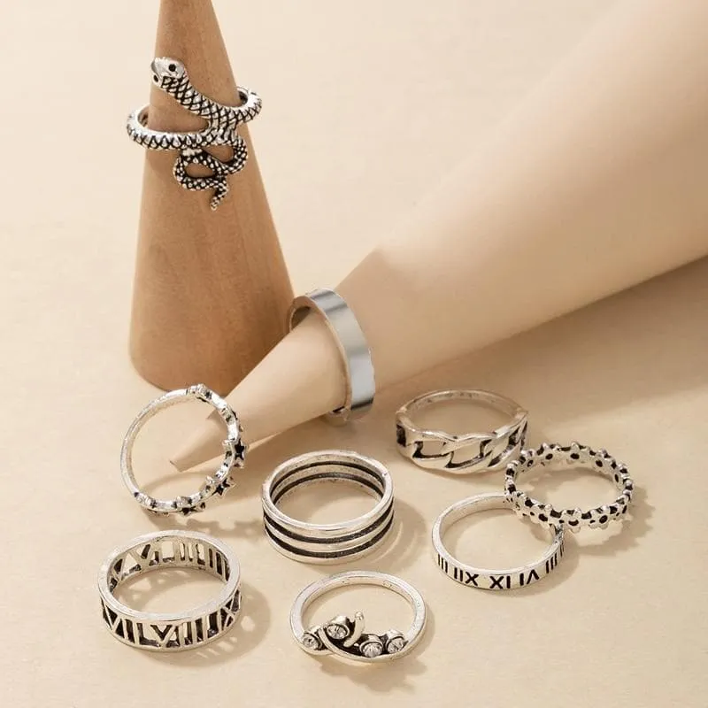 9pcs/sets vintage Snake Joint Ring Sets inspired by Bohemian style