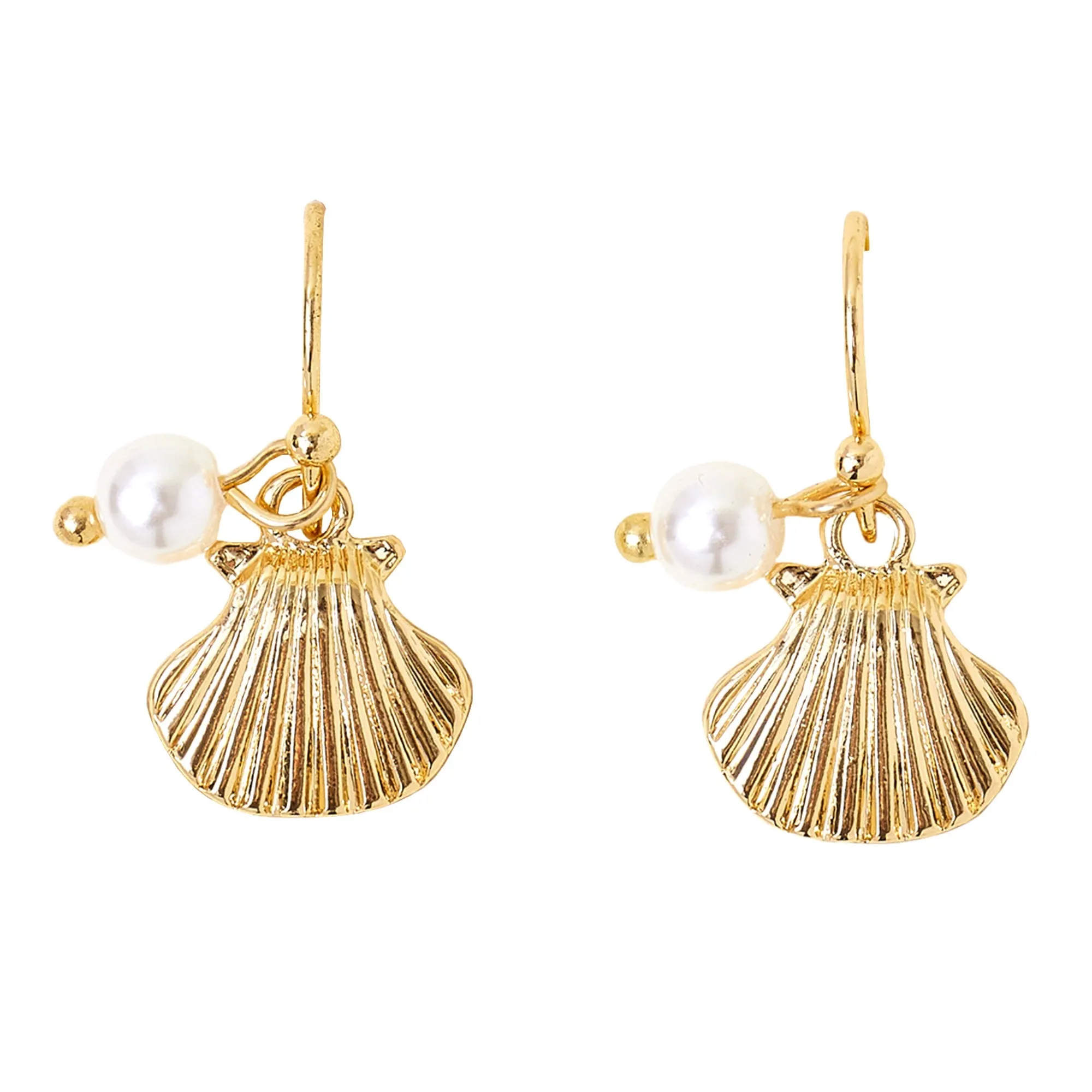 Accessorize London Women's Gold Pearly Shell Drop Earrings