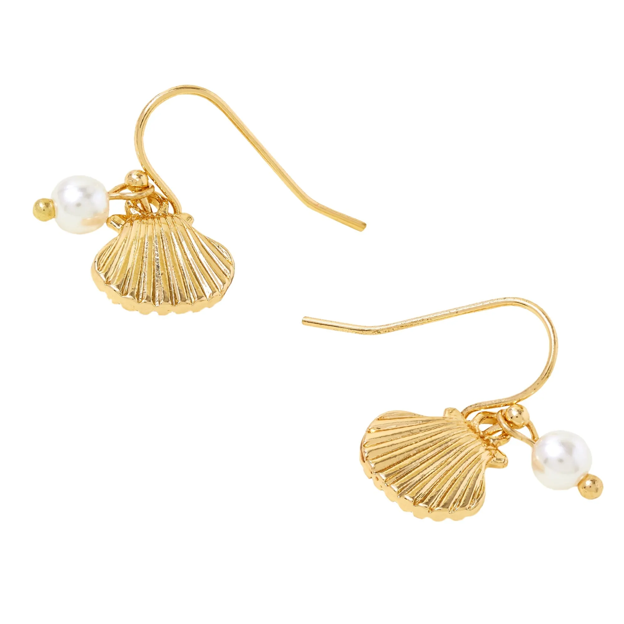 Accessorize London Women's Gold Pearly Shell Drop Earrings